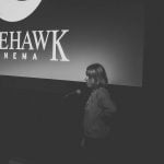 Elaine Constantine giving her introduction to her film Northern Soul at Nitehawk.
