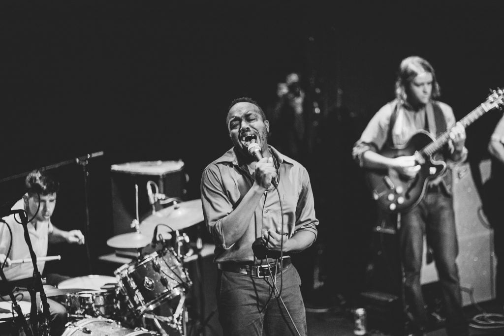 Durand Jones & The Indications play Rough Trade NYC August 2017 photo by Rosie Cohe